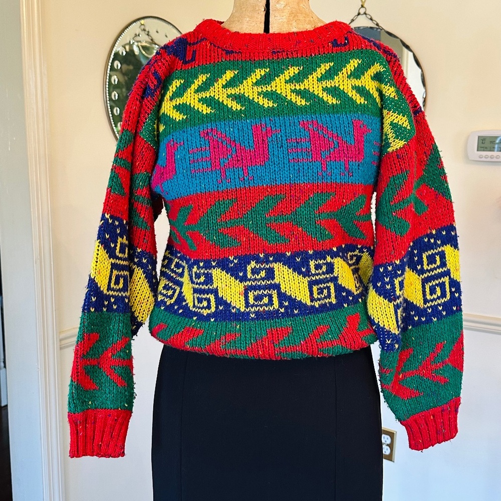 Vintage Colorful Women’s Wool Blend Sweater Sz Small